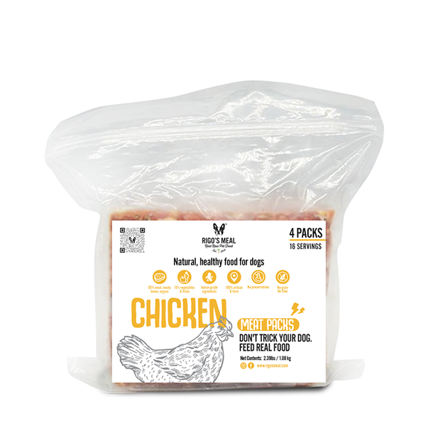 chicken flavor pet food Comes in 4 Packs Total 16 Servings